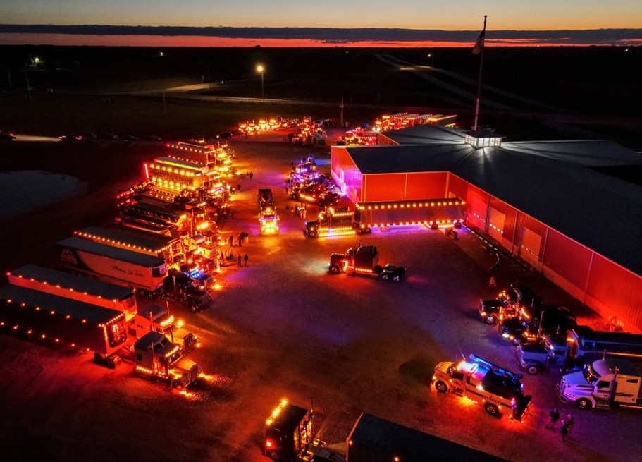 Overhead at the end of Saturday, after the lights came on for the truck owners still parked. Find more shots from the show at the shop's Facebook page.