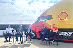 Thomas Mueller, general manager of Commercial Road Transport at Shell, Mike Roeth, executive director of the North American Council for Freight Efficiency, Kunal Koul, managing director, advisory and digital consulting for NTT, J. Douglas Boles, president of IndyCar and Indianapolis Motor Speedway, and Team Penske driver Josef Newgarden.