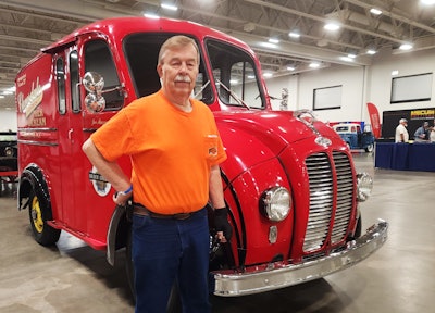Gary Schloo (pictured) found this delivery truck -- near identical to the one he drove as a young man delivering ice cream.