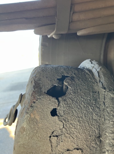 This one has seen better days. But is it something you'd catch on your pre-trip?