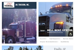 A key marketing piece for any trucking business is a central company website like these, from recent-history Overdrive Small Fleet Championship finalists (clockwise from top left) LNL Trucking, Hell Bent Xpress, and John McGee Trucking.