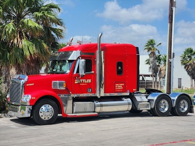 McCaughey leases this 2018 Freightliner Coronado glider to Dana Transport, hauling chemicals around the U.S.