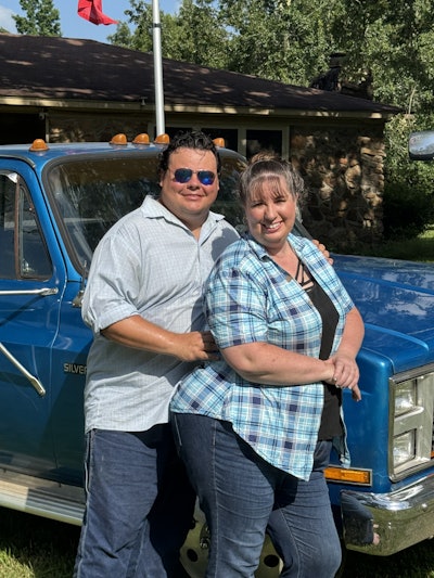 Scott and Stephanie Smith are pictured with Scott's third truck, as it were. 'My business pickup truck isn’t some new flashy $80,000 tax writeoff,' he said. It's this fully restored 1987 Chevy dually. 'I’m not making truck payments on a truck I rarely drive,' nor paying for expensive insurance on a 'new truck that’s going to be just average in a few years.' It's capable of towing one or another of the 579s, too, 'if they break down. And it should hold its value forever, basically.'