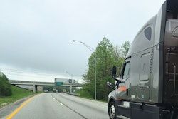 Truck In Right Lane Highway Bridge