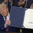 President Donald Trump on Thursday signed three Congressional Review Act bills to end California's electric vehicle sales and truck emissions mandates.