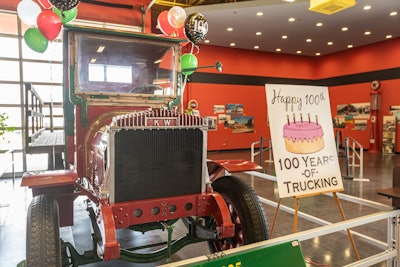 The event coincided with the 100th birthday party for a 1925 Kenworth KS 3-Ton, hosted by the Iowa 80 Trucking Museum. Museum curator Dave Meier gave a presentation on the history of the truck, and cake was served to all attendees.