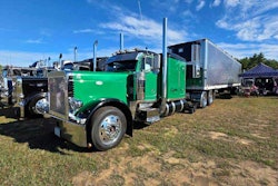 Cameron Bagely's 1999 Peterbilt 379 parked at the Gear Jammer Magazine Truck Show in Epping, New Hampshire.