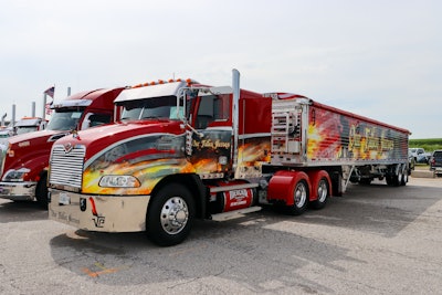 Dylan Mercier of St. Anne, Illinois -- 2005 Mack and a 2022 Wilson hopper bottom trailer “Our Fallen Heroes”