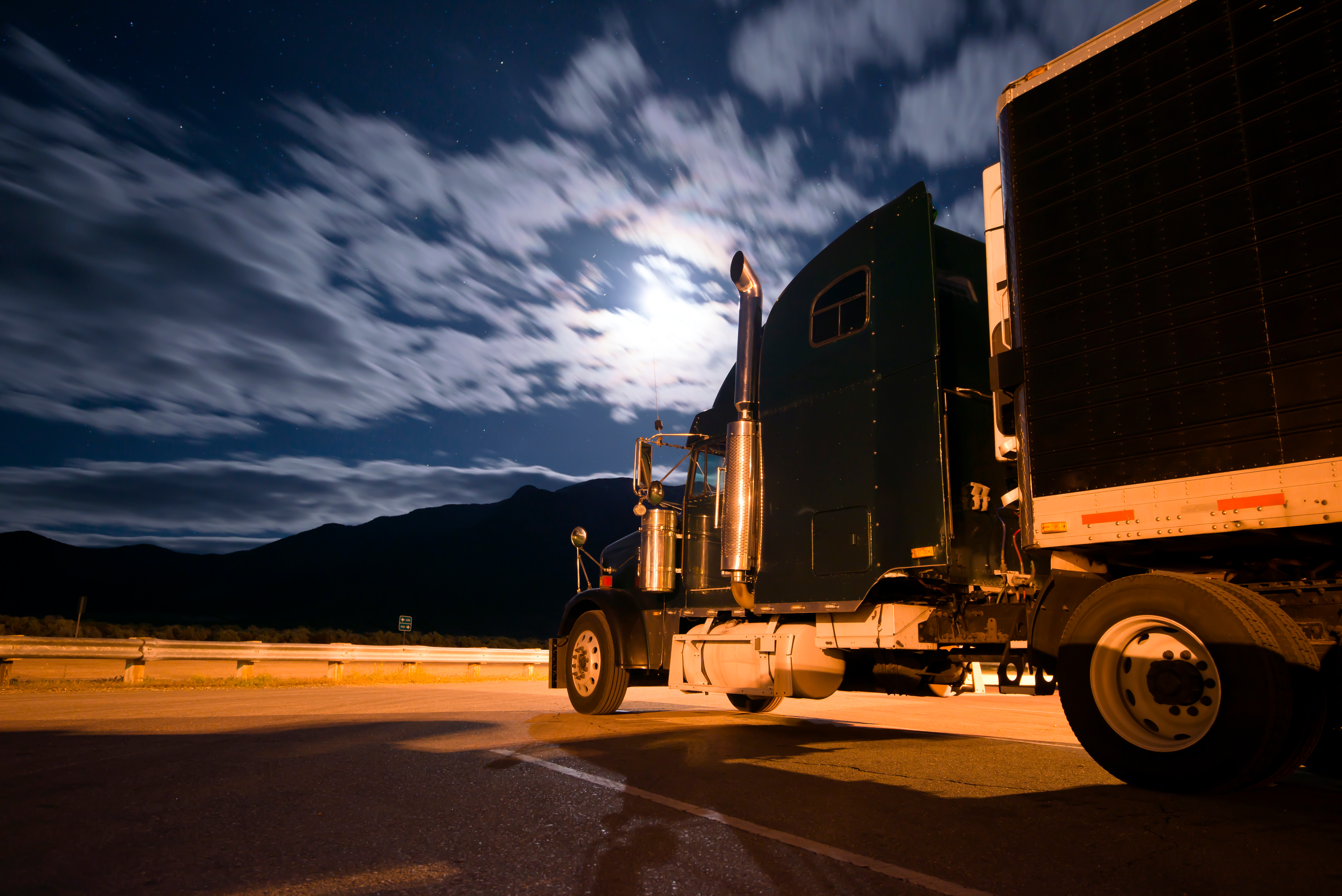 Semi Truck Parked Night Hours Adobe Stock 156442237