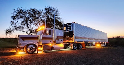 The refurbed Great Dane hooked to Shelly's Western Star