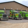 Hallahan Transport's company trucks are painted the company's signature custom green with Omaha orange accents.
