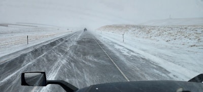 The author's view January 2025, Wyoming, I-80, on black ice. This is not the place to compromise tire traction.