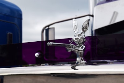 'A lot of the chrome shops have it,' Martin noted of the shotgun bunny, which he picked up from a shop owner local to his area. The bunny is carried through to the lower passenger-side door window with a see-through decal also featuring the truck's name.