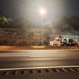 Plenty truck-picture-taking opportunities, too, which I availed myself of. It's road-construction season pretty well everywhere. Sun goes down, the cones and barrels come out.