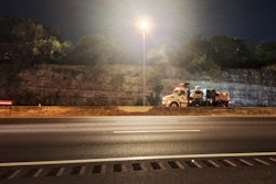 Plenty truck-picture-taking opportunities, too, which I availed myself of. It's road-construction season pretty well everywhere. Sun goes down, the cones and barrels come out.