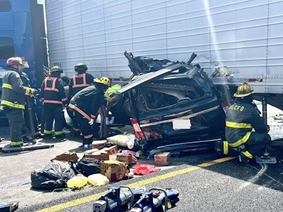 The driver of the mini van had almost no chance as the tractor-trailer blocked the entire highway trying to hit an illegal U-turn.