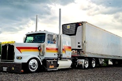 Owner-operator Shelly's three trailers provide versatility for sometimes tight deliveries. Most often today he's hooked to a 53-foot 2017 Great Dane, 102-inch wide, an upgrade from a 2012 96-inch Utility. 'I still run an '04 48-foot/96-inch-wide reefer occasionallly,' too, he said. 'My trailers are aged, but they’re in great shape.' As is evidenced in the picture.