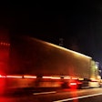 Night Truck On Highway Lights Blurred