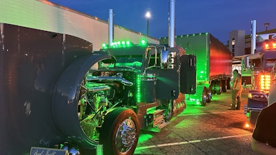 Green lights all around make the truck truly stand out at night.