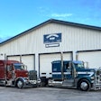 Clifford C. Hay Inc. owns six trucks, with four operating on a day-to-day basis. Some of the small fleet's trucks are shown here parked up in front of the fleet's current shop in Cobleskill, New York.