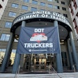 This banner is on display at U.S. Department of Transportation headquarters in Washington, D.C., this week in honor of National Truck Driver Appreciation Week.