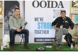 FMCSA Senior Policy Advisor Michael Hampton (left) shared a stage with OOIDA President Todd Spencer at the 2025 Guilty by Association Truck Show last week for a Q&A session with attending truckers.