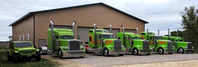 It's been a wild ride for Rob Hallahan since he was a finalist for the Small Fleet Champ award in 2021. Back then, the 10-truck fleet was predominantly pulling dry vans. By the next year, when Hallahan’s custom 2021 Peterbilt 389 “Joke’s on You” won a Working Combo award in Overdrive’s Pride & Polish, Hallahan had begun a pivot into the reefer business at the height of fuel prices and the beginning of a post-COVID rates lull. Since, diversification in freight has been the name of the game -- the fleet even hauled livestock for a time, and today runs a mix of step deck freight, milk in tankers and dry and reefer freight. Hallahan is known among regular customers for his top-shelf equipment. Before the post-COVID freight market doldrums hit in earnest, Hallahan traded equipment on a two-year cycle, particularly his Peterbilt 389 and Kenworth W900 units. With both of those models being discontinued, he said he’ll likely hold onto those but continue trading his Kenworth T680s on a regular basis. Said one customer: 'They have some of the nicest looking and best maintained equipment that I have seen from any company.”