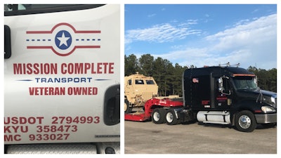 Mission Complete owner-operator Scott Smithler has done just about every kind of hauling, including a fair amount in active war zones during his time in the Army. Today, Smithler's small fleet consists of himself, his star driver Tony, his son Matthew, a newer driver and his wife, Marty, handling the books. The fleet hauls heavy equipment for a few rental businesses based near his headquarters. Born in Watertown, New York, Smithler graduated high school in 1981 and headed straight for the Army. 'Fort Benning, West Point, and two tours in Germany' took him across the country and the world. His trucking story begins with time in the Alabama National Guard, where down South he pulled flatbeds, drove a logging truck, and a gravel truck. Mission Complete was born in 2011 after his last tour in Afghanistan and a motorcycle wreck that left him reflecting on how little time we have in this world. Why not do what he loved? That's trucking. His slow and steady growth over the last decade and a half shows a clear willingness to experiment and find what works. It's resulted in a stable customer base right in his backyard and a mission of building community, family and serving his country and friends. It's never really over, but at the conclusion of every load, he shoots a text out that his customers and friends have come to cherish: Mission complete.