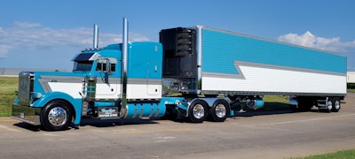 Since MATS earlier this year, Treadway had his 2017 Great Dane reefer painted to match the Pete and is looking to compete in combo classes at truck shows next show season. He calls the trailer 'Chill Appeal' to go along with his tractor's 'Teal Appeal' moniker.
