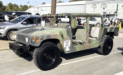 'Normally I have a Humvee parked out front for them with a flag,' said Smithler. 'It just kind of draws everyone in.'