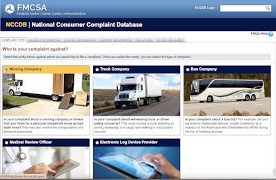 The old FMCSA NCCDB only featured five categories of complaint, and, as GAO pointed out, didn't offer a clear way for motor carriers to report fraud in brokered freight transactions.