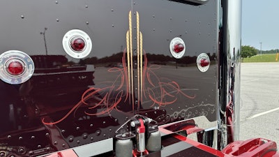 Mendenhall said this job was the first semi truck the pinstriper had done. 'He knocked it out the park,' he said.