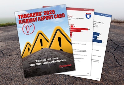 Overdrive's 20-page 'Truckers' Highway Report Card' is available now for download, ranking state DOTs for maintenance of on-highway pros' OTR workplaces and downtime parking necessities.