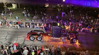 Luke Rethwisch's custom 1987 Peterbilt 359, which was built earlier this year and won the Mid-America Trucking Show's Big Rig Build-Off, drew plenty attention from parade onlookers.