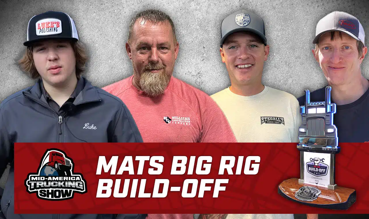 The 2026 MATS Big Rig Build-Off competitors are, from left, Luke Rethwisch, Randy Menkel, James Stegall, and Andrew Ditz.