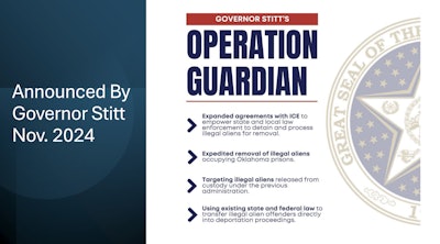 The cover slide from Oklahoma Department of Public Safety's recent press conference about its immigration enforcement actions on I-40.