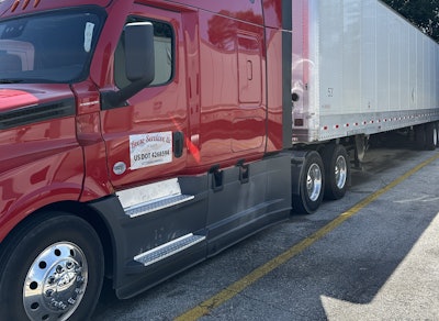 After medically retiring as an E6 Staff Sergeant following deployment to Iraq during Desert Storm trucking as convoy security, Florida-headquartered (Ocala area) owner-operator Scott Reese operates Reese Services with his own authority, utilizing this 2021 Freightliner Cascadia. Reese also runs a box truck with a driver employed for it that operates more locally.
