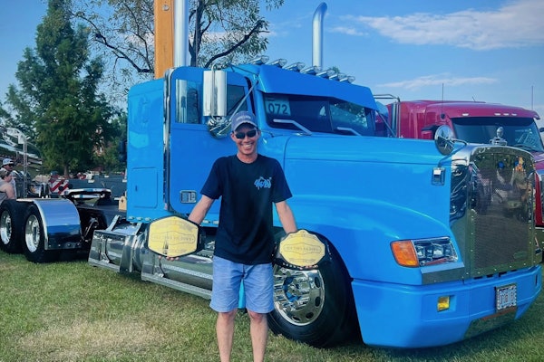 Owner-operator Raiko Graveran might be the 'nicest dude in all of trucking,' a version of which has been said by more than one truck showgoer who's found him and his 1995 Freightliner FLD 120 parked up. Here he's showing off fairly recent wins at the Old Town Rig Down event in Nacogdoches, Texas. Look for Graveran out at the Stars, Stripes and White Lines event this week in Atlanta.