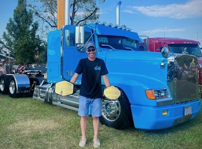 Owner-operator Raiko Graveran might be the 'nicest dude in all of trucking,' a version of which has been said by more than one truck showgoer who's found him and his 1995 Freightliner FLD 120 parked up. Here he's showing off fairly recent wins at the Old Town Rig Down event in Nacogdoches, Texas. Look for Graveran out at the Stars, Stripes and White Lines event this week in Atlanta.