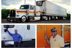 Clockwise from top, Overdrive's 2025 Trucker of the Year finalists, represented by the Western Star of Pennsylvania-headquartered Jason Shelly; Kelsey's Trucking independent Ron Kelsey, out of Arizona; and Orleans, Indiana-based John Penn.