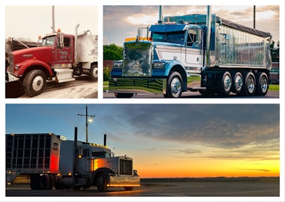 The before-and-after shots across the top of the image above of Hunter Hubbard's 2005 Kenworth W900B dump truck tell the tale of the woman behind the now-three-truck Dice Mayhem's Trucking and Dice Logistics side OTR business for seasonal dump downtime. She does it all, from the paving and construction site work on the dump side to wrangling customers with her husband, Tim Hubbard, and keeping the equipment in tip-top shape -- her W900B dump, 'Smurfette' she calls it, is also a finalist this year in Overdrive's Pride & Polish virtual truck show. Among Trucker of the Year judges, one noted Hunter Hubbard's 'keep digging on it' mantra for persistence, noting the Hubbards are 'knocking it out of the park with what they're doing, stacking 100s, and that’s the name of the game. Grind on, Hunter!' Read more about Hubbard at this link.