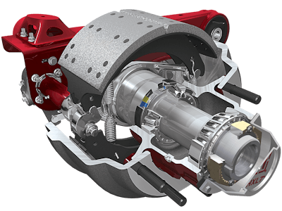 A cutaway image of a Hendrickson HXL7 wheel end for trailer applications.