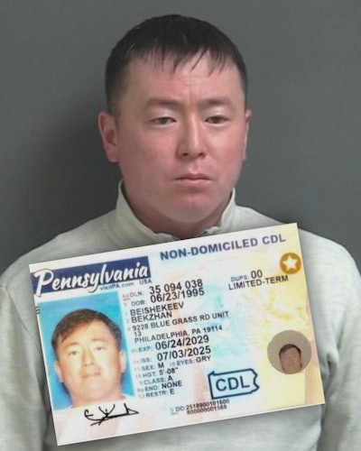 Bekzhan Beishekeev and his Pennsylvania non-domiciled CDL.