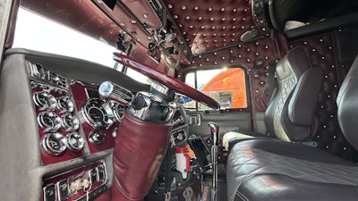 The biggest project, though, was adding chrome covers to all of the buttons in the button-tuck upholstery throughout the cab and sleeper.