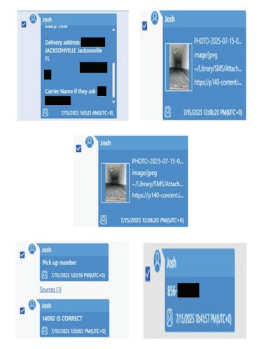 'Carrier name if they ask?' Forbes allegedly texted a co-conspirator, who then sent him fake pictures of the real carrier's truck, according to the FBI.