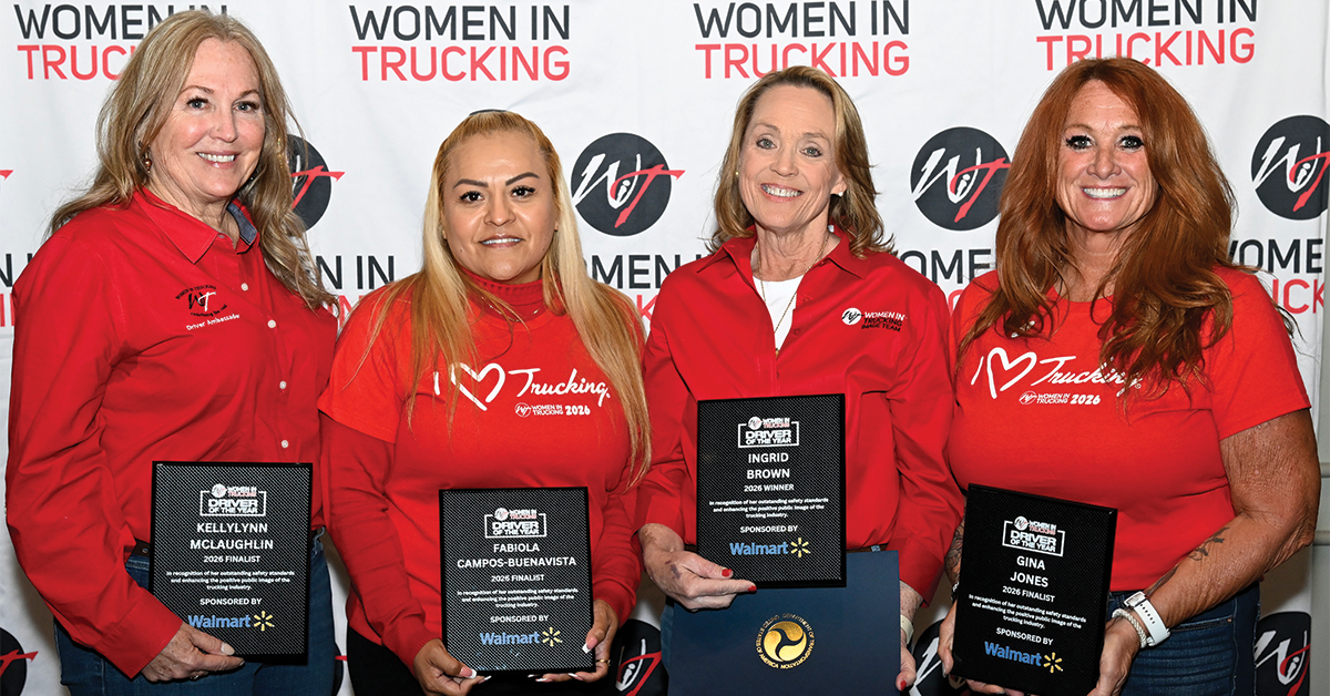 In addition to Brown, finalists included KellyLynn McLaughlin, national transportation driver, dump and roll off, Clean Harbors Environmental Services; Fabiola Campos-Buenavista, professional driver and driver development instructor, FedEx Freight; and Gina Jones, company driver, Werner.