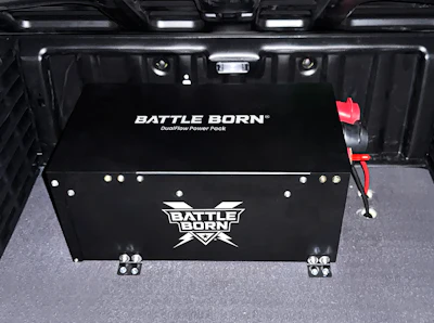 The Battle Born DualFlow Power Pack is one of a few battery-powered systems for heavy- and mid-duty trucks offered by DragonFly. Battle Born batteries also powered the Fresco 9000 Maxx auxiliary A/C unit for sleepers when it debuted this time last year.