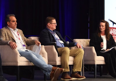 Izzi (left) and Vaughan in conversation with SC&RA Transportation Committee chair Joanna Jungels of ATS, Inc.