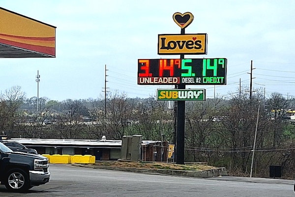 The Love's Travel Stop on Trinity Lane off I-65 in Nashville had an advertised credit price above $5/gallon Monday morning.