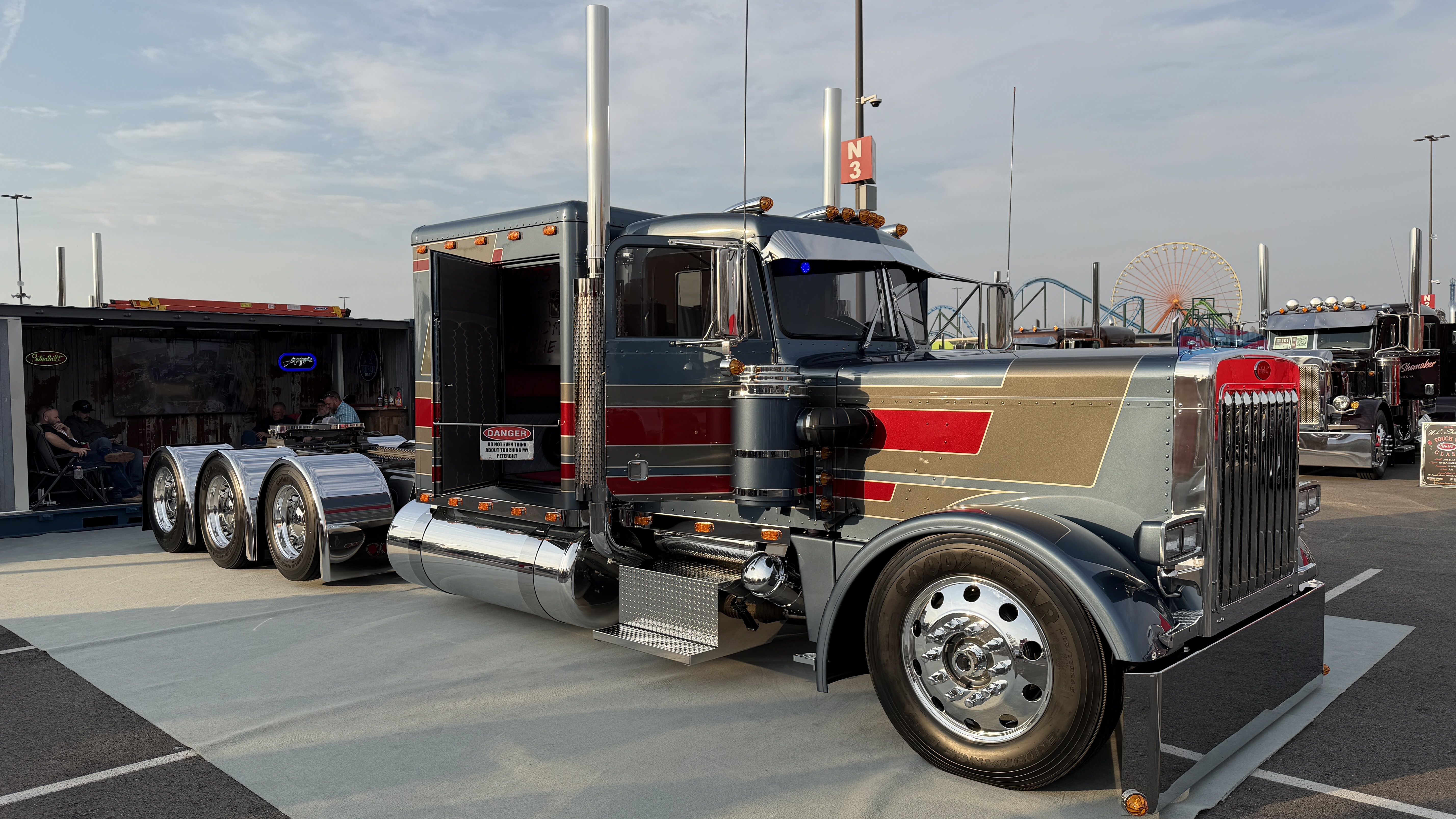 Randy Menkel and Never Satisfied Builds/J&L Contracting took home top honors in the 2026 Big Rig Build-Off at the Mid-America Trucking Show with their full-custom 1985 Peterbilt 359.